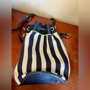 Juicy Couture Navy and Cream Striped Backpack